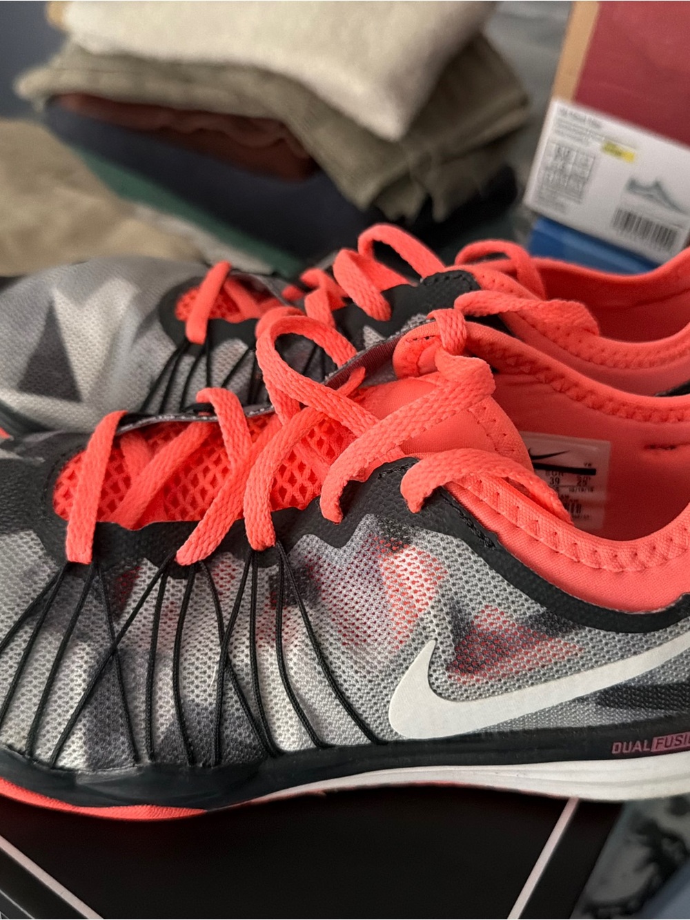 Nike Kids Coral and Gray Lightweight Sneakers